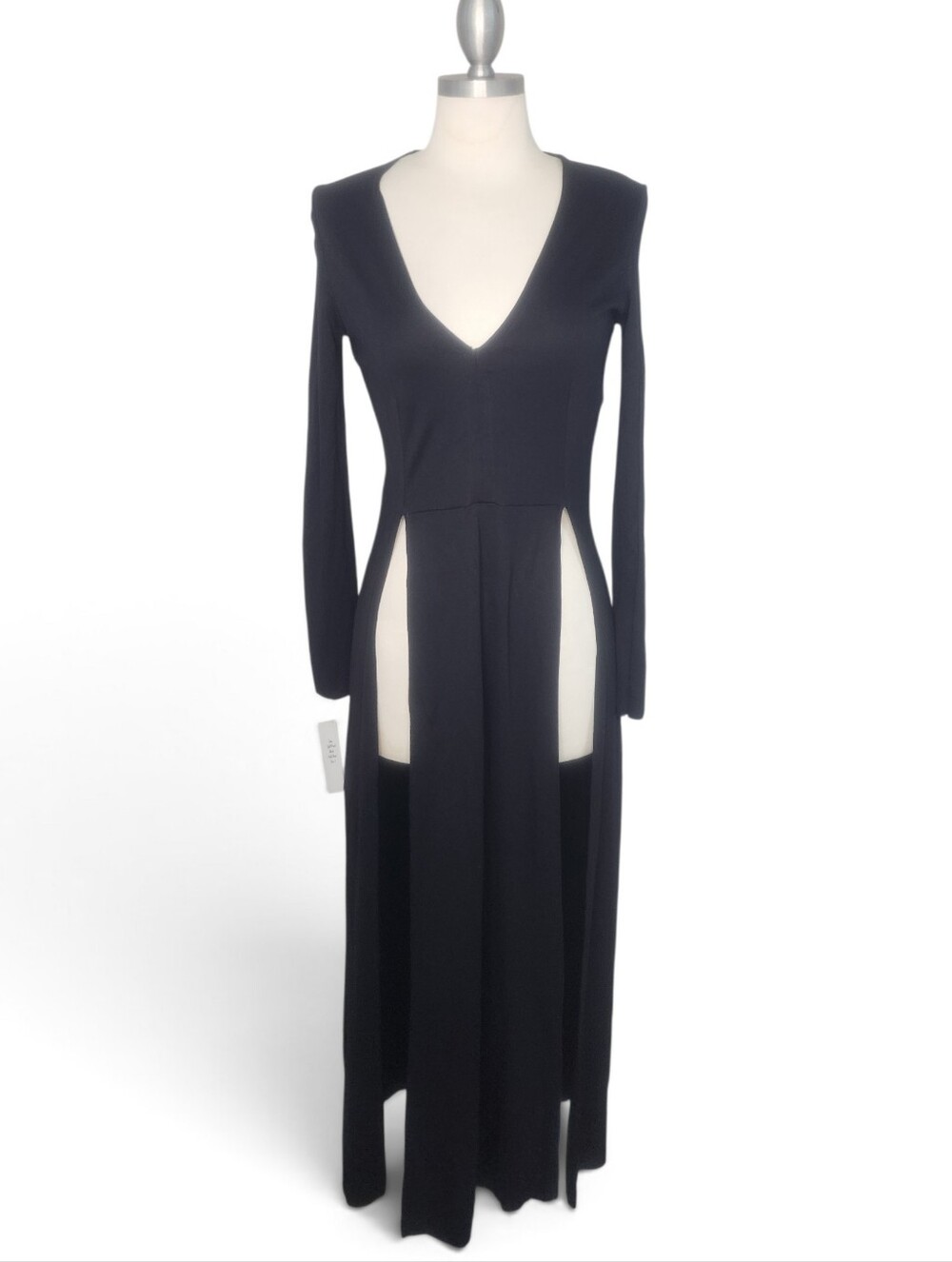 Zara Split Front Black Midi Dress Size S